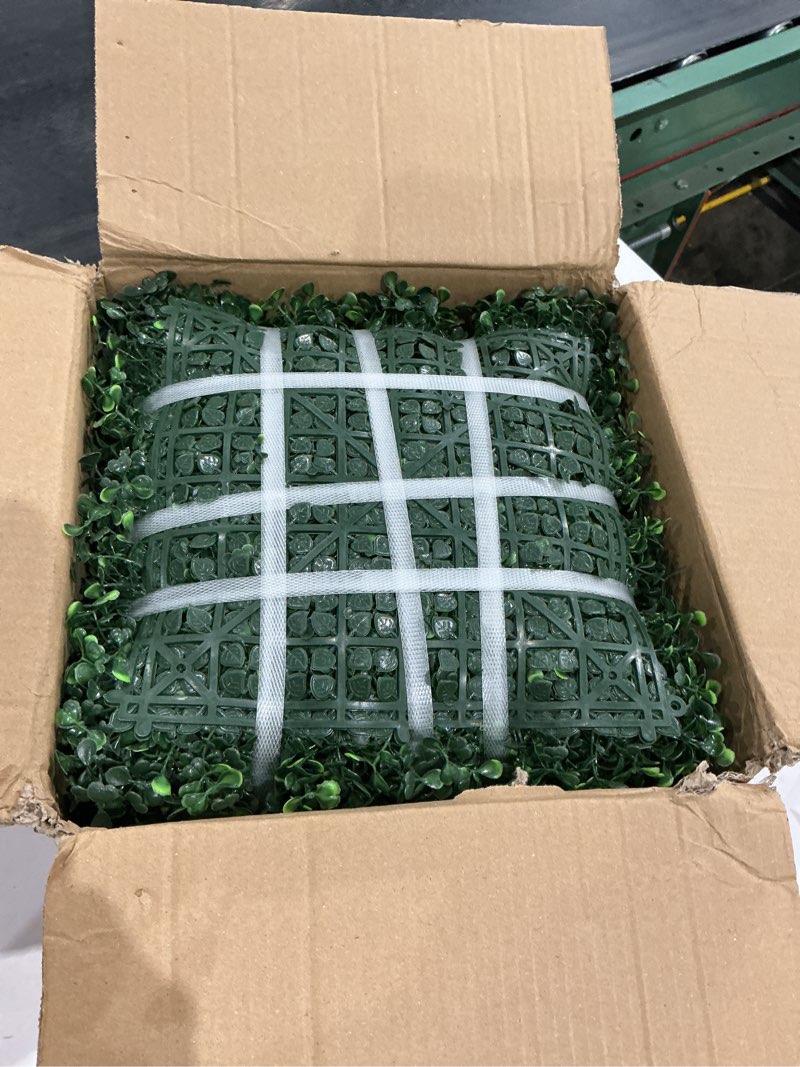 Condition photo showing Good Condition for odtory artificial hedge privacy fence screen, 24x16 in 24p (64 sqft) | uv-anti boxwood panel, faux ivy greenery backdrop, balcony/garden/backyard fence covering, indoor outdoor green plant decor 16"x24" 24p