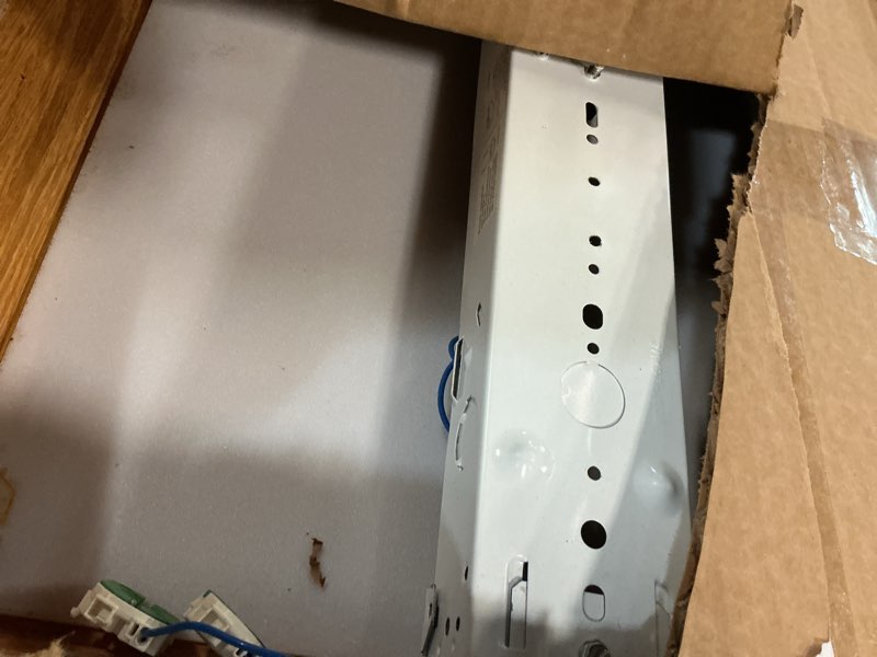 Condition photo showing Good Condition for lithonia lighting cambridge 4 foot led kitchen light fixture, linear flush mount ceiling light fixture, 4000k cool white, 3300 lumens, 120 volts, 35 watts, damp listed, oak (fmfl 30840 caml oa) 4000k | cool white cambridge oak