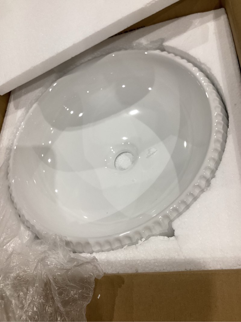 Condition photo showing Good Condition for bathroom vessel sink above counter, bowl sinks for bathroom, countertop white bathroom sink 16.4" for cabinet lavatory vanity porcelain ceramic, cbs131 bowl (16.4'')