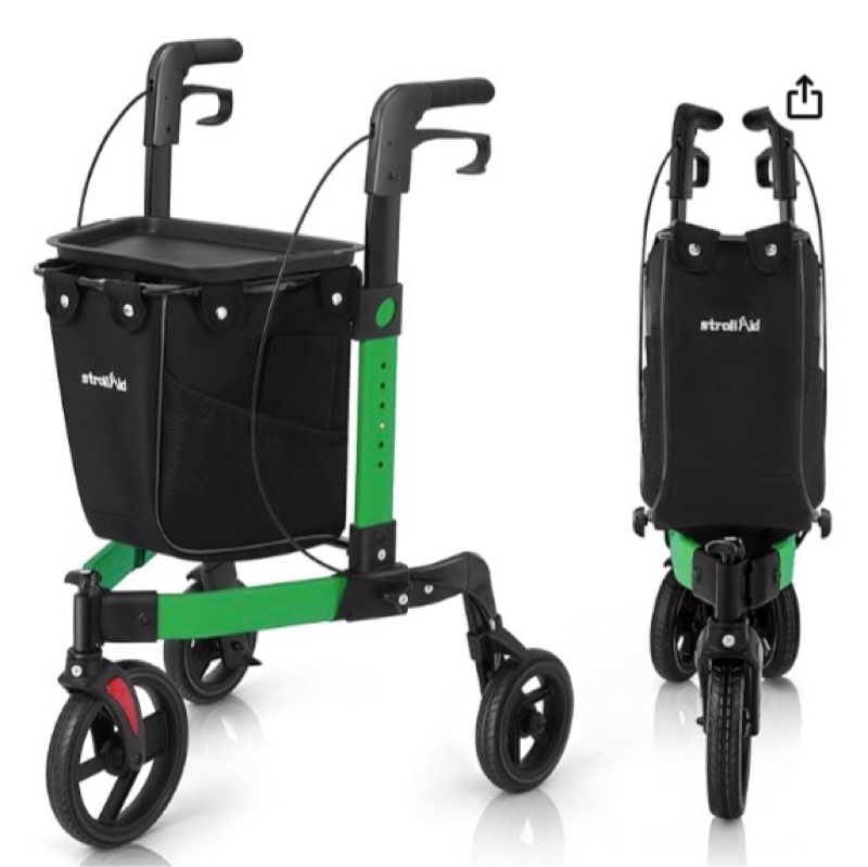 3 Wheel Rollator Walker, Walkers for Seniors, Rollator Walker Lightweight Foldable, with Tray and La