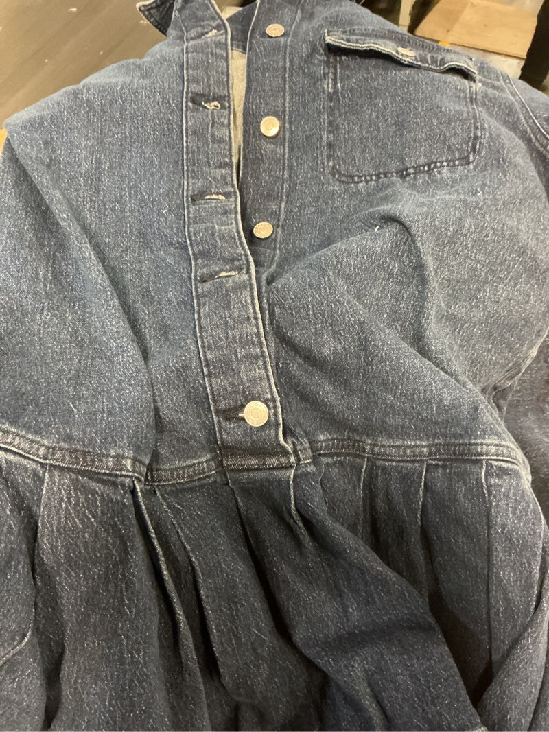 Condition photo showing Good Condition for (size:xl)scoop women's and women’s plus denim pleated mini shirt dress