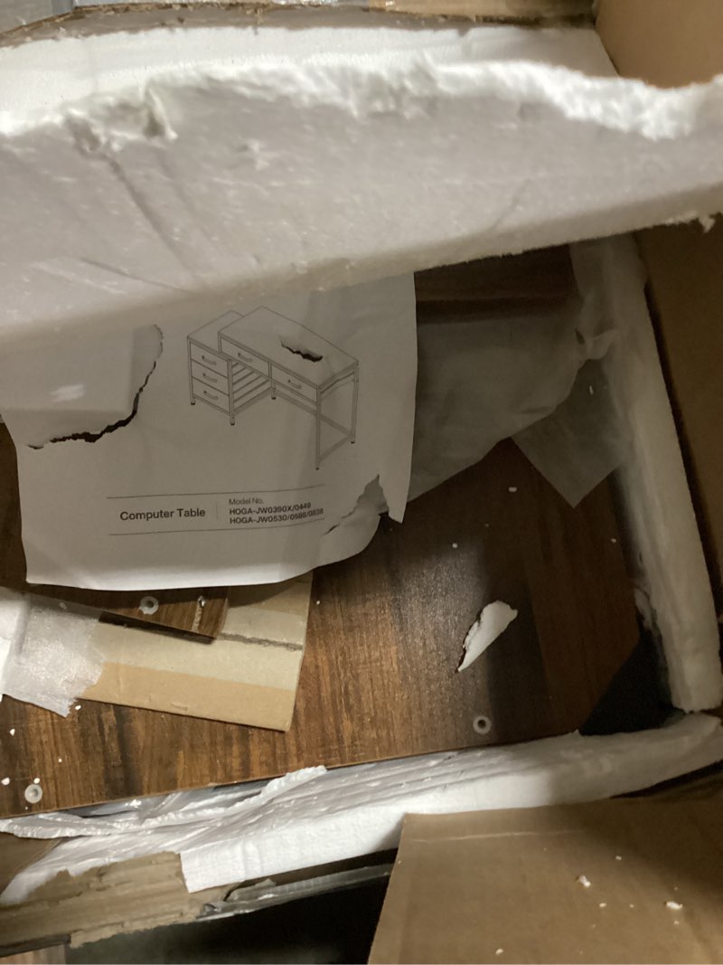 Condition photo showing As Is for Tribesigns Computer Desk with 5 Drawers, Home Office Desks with Reversible Drawer Cabinet Printer Stand, Industrial PC Desk with Storage, Rustic Study Writing Table Workstation for Small Spaces