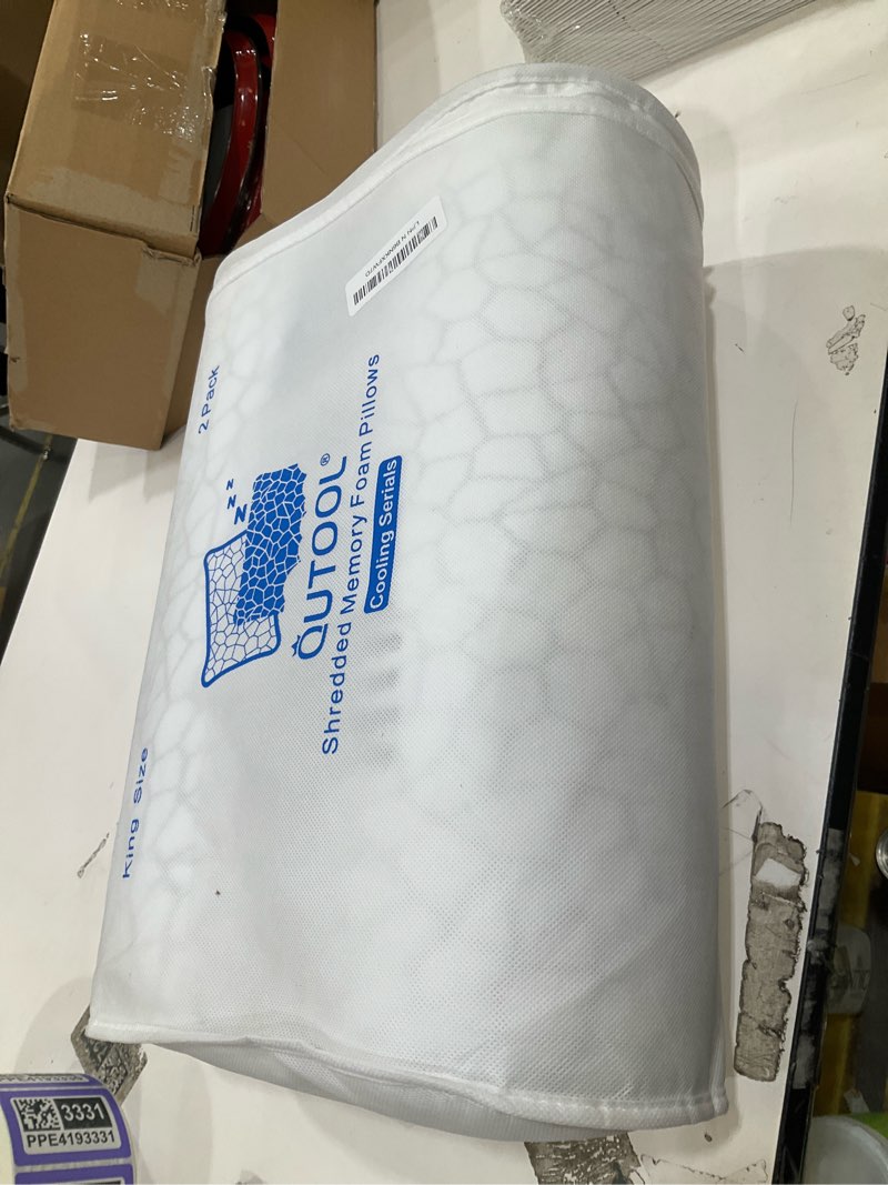 Condition photo showing New/Like New for qutool cooling pillow for sleeping 2 pack, certipur-us shredded memory foam king pillows set of 2, cool pillow for hot sleepers adjustable firm pillow for side, back, stomach sleepers soft yet support white-cooling basic king(2 pack)-20'*36'