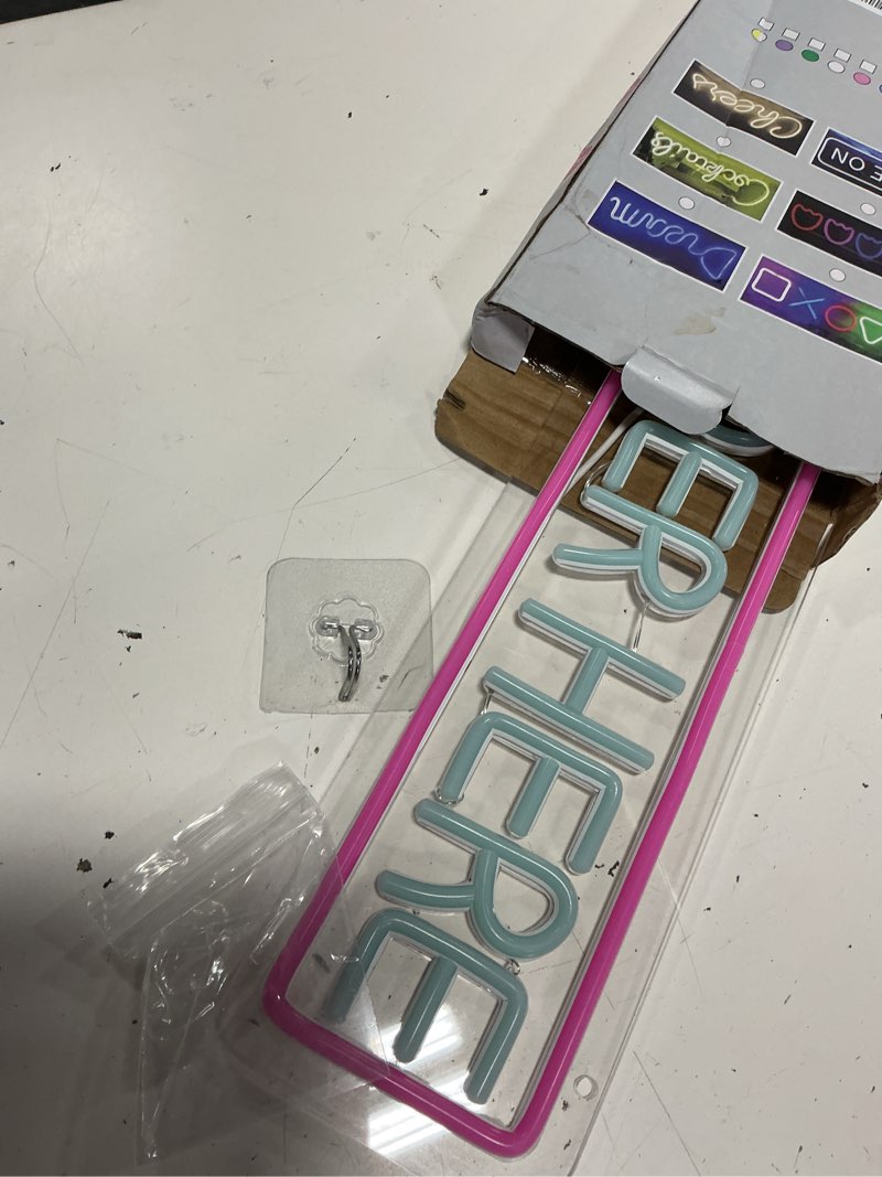 Condition photo showing Good Condition for order here neon sign- led neon wall sign business&store sign board order here hanging sign for restaurant, cafes, and bars,dining car,gift shop wall art