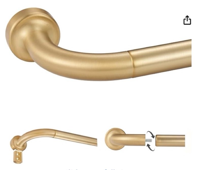 Warm Gold Disc Curtain Rods, 48-84 Inches Window Curtain Rod,Adjustable Room Darkening Drapery Rod with Aluminum Finials and Brackets,Wrap Around Design 48-84" Warm Gold