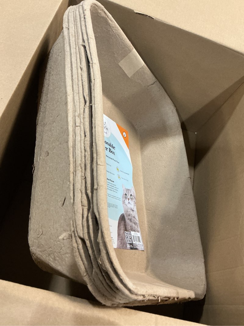 Condition photo showing Good Condition for Kitty Sift Disposable Cat Litter Box Jumbo, 6 Count, Durable and Portable for Travel and Home, Eco-Friendly Disposable Litter Box Controls Odor Litter Box Only Jumbo (6-Piece Set)