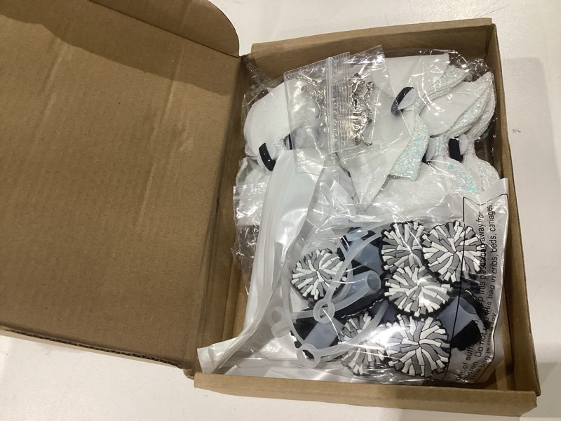 Condition photo showing New/Like New for 36 Pcs White Cheerleading Tumbler Accessories, 12 Pcs 10 mm Straw Cover Straw Toppers, 12 Glitter Bows and 12 Cheerleaders Pendants Charms for Tumblers Decor Cheerleading Gifts Silver