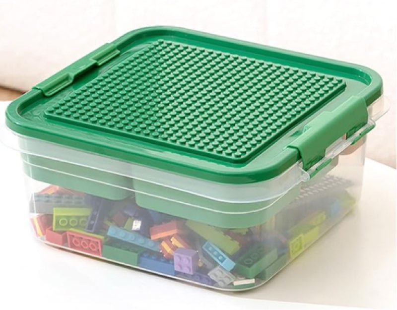Broken, Toys Storage Organizer Bins for Lego, Building Blocks Storage with Building Baseplate Lid, Storage Containers for Building Brick Storage Plastic Stackable Organizer Bin Toy Chest