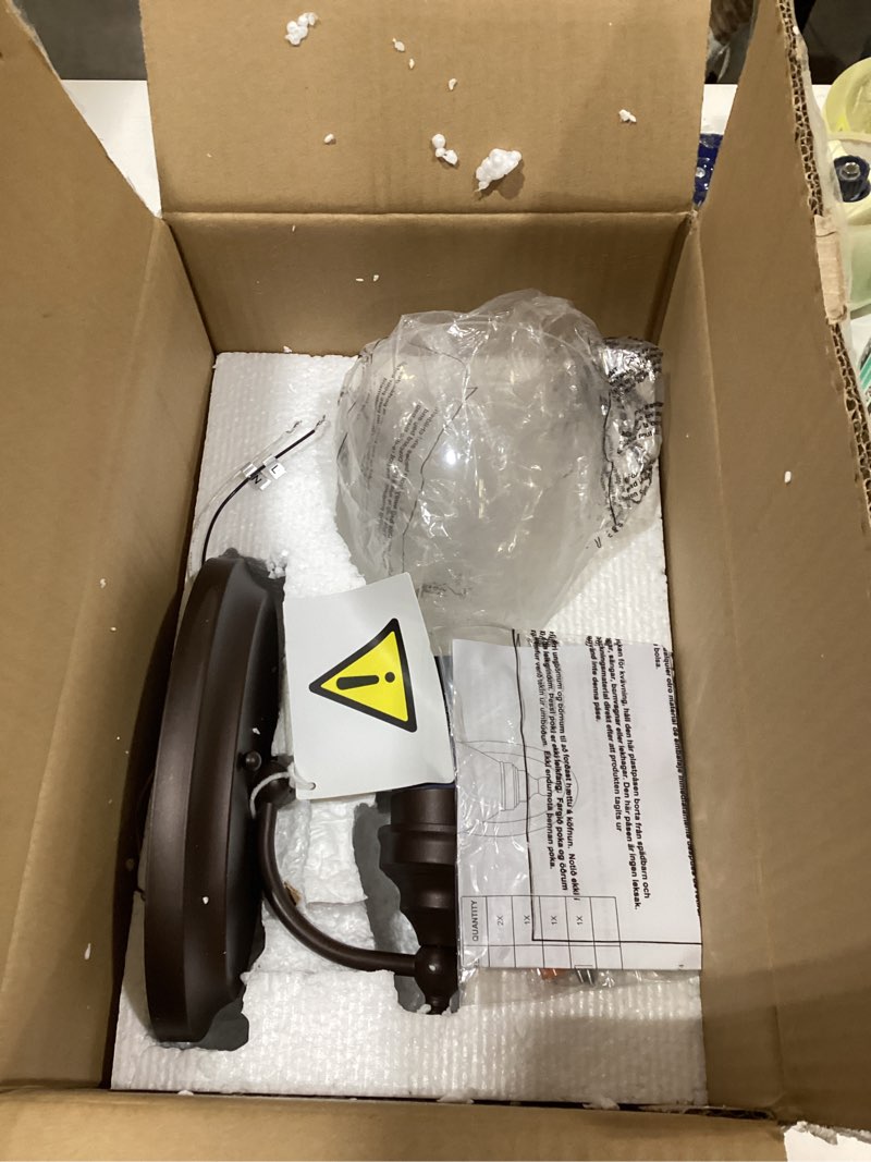 Condition photo showing Good Condition for JONATHAN Y JYL7469A Oil Rubbed Bronze Vanity Light, Traditional 9\" Wall Sconce with Clear Seeded Glass Shade, Hardwired Bathroom Light Fixture for Mirror, Powder Room, Hallway, E26 Base 1 Bulb Oil-Rubbed Bronze