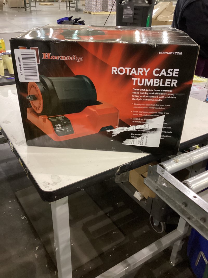 Condition photo showing New/Like New for Hornady Rotary Case Tumbler – This Wet Tumbler Cleans and Polishes Brass Cartridges Quickly and Efficiently – Holds 5lbs of Cases, Includes Steel Tumbling Media and 6 Liter Drum – Item 050220