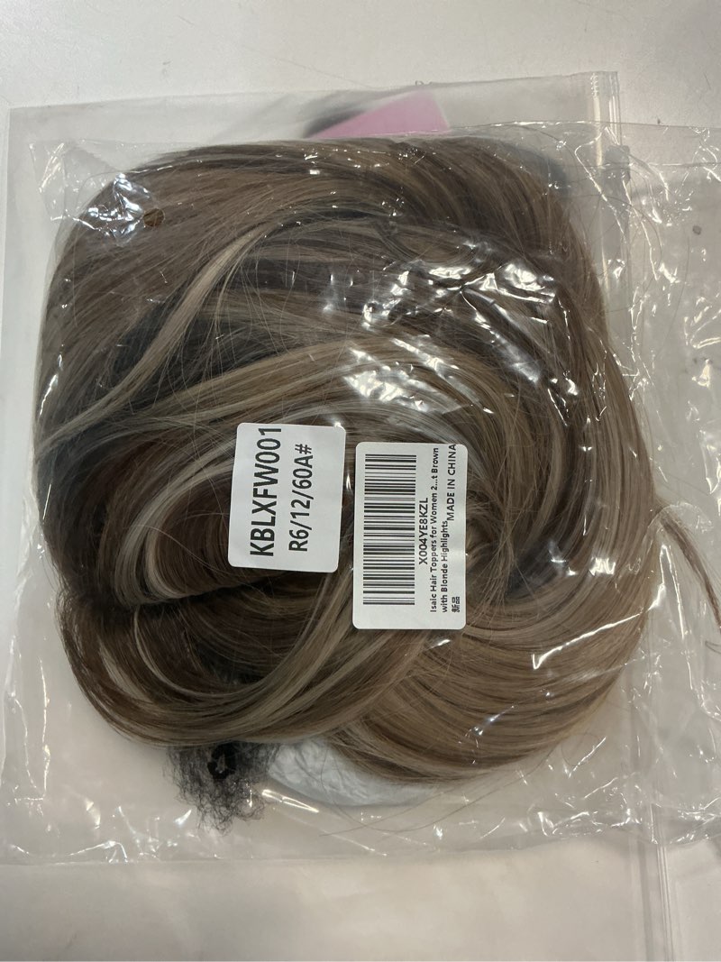 Condition photo showing Good Condition for isaic hair toppers for women 24 inch synthetic hair topper with 360° clip-in & adjustable band, layered design adds natural volume for thinning hair, ombre light brown with blonde highlights 24 inch ombre light brown with blond highlight