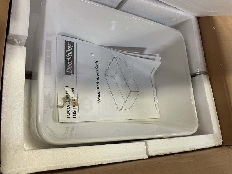 Condition photo showing Good Condition for kes bathroom vessel sink, rectangular 16"x12" white vessel sink for bathroom countertop, bathroom sink above counter, rectangle porcelain ceramic small vanity sink, bvs110s40 16" x 12" rectangle white