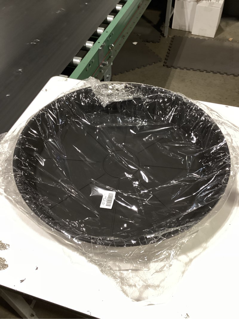 Condition photo showing Good Condition for 2 pack of 20 22 inch plant saucer, 3.6" depth tray, large deep heavy duty saucers for pots, garden plastic flower plant trays for indoors outdoor, tray for planter 19-23" (black) 22" (2 pack) black