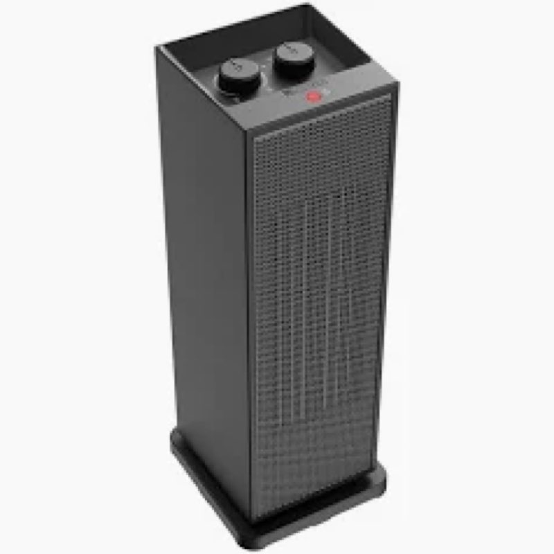  utilitech 17in ceramic heater 1500 -watt ceramic tower indoor electric space heater with thermostat in black | ht1017n