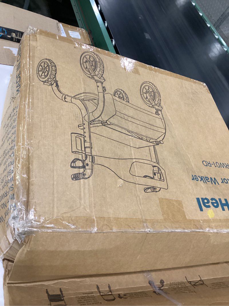Condition photo showing Good Condition for walkers for seniors, rollator walker with seat and backrest, 10" big wheels all terrain, rolling walker foldable supports 350lb, lightweight & height adjustable, cane & cup holder, burgundy