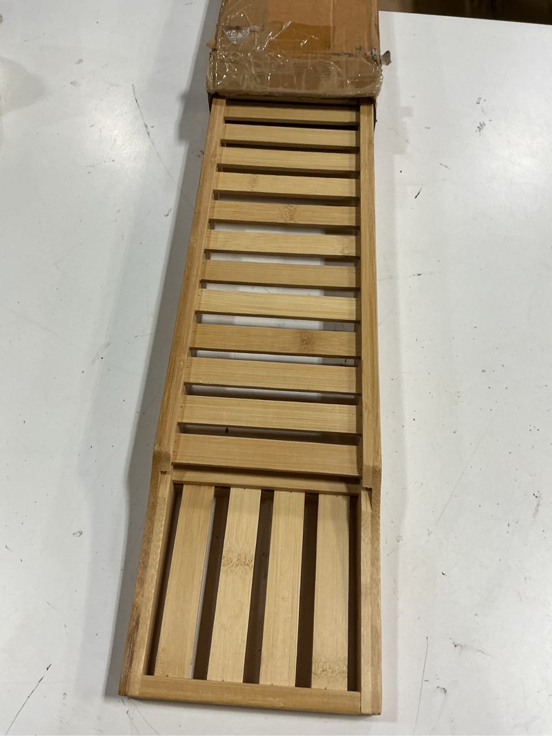 Condition photo showing Good Condition for bamboo large 28.7" long slatted bathtub tray - by trademark innovations