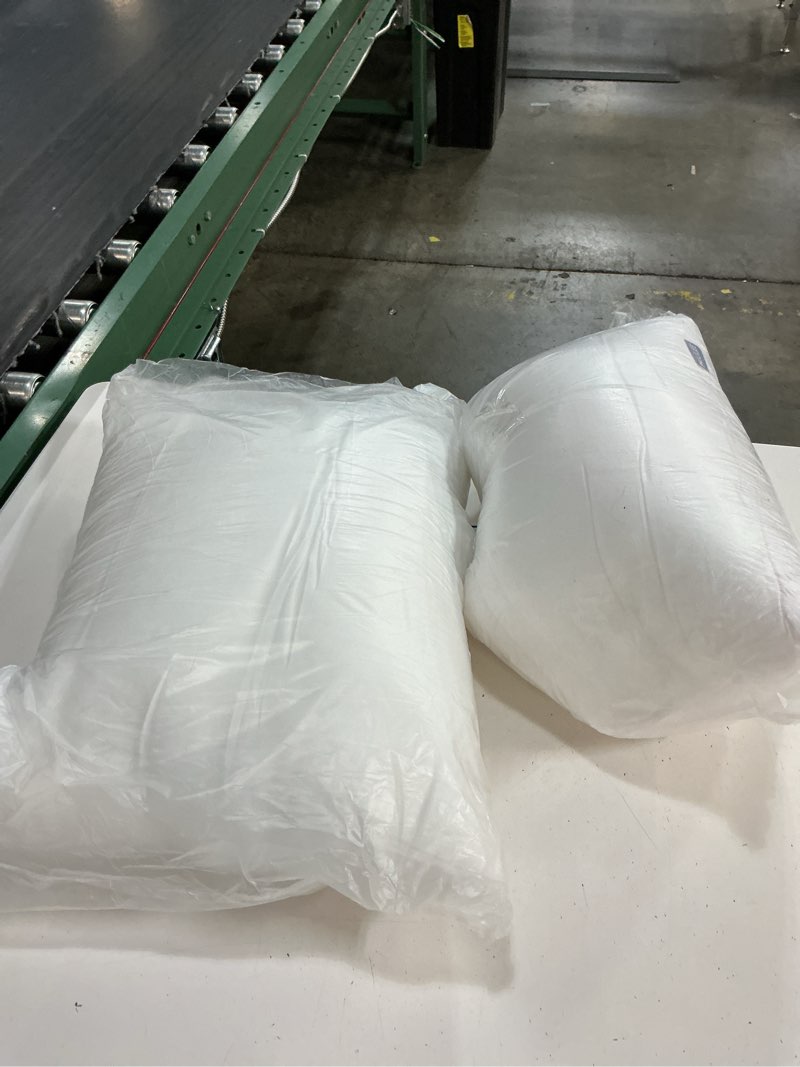 Condition photo showing As Is for miulee throw pillows inserts, pack of 2 18x18 inch 100% virgin fiber filling bed couch pillows