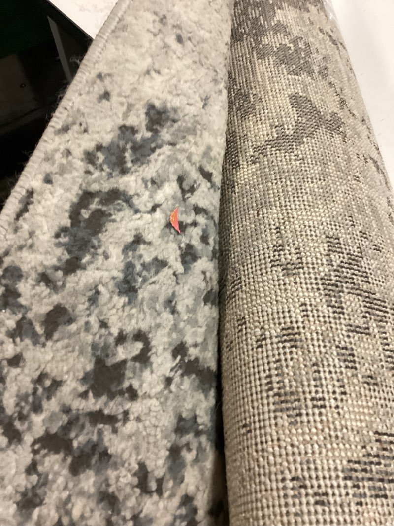 Condition photo showing As Is for Loloi Teagan Collection TEA-07 Natural/Denim 5'-3" x 7'-6" Area Rug, Large, Soft Neutral Rug, High-Traffic for Living Room, Bedroom, Home Office, Dining Area Natural / Denim 5'3" x 7'6" (Rectangular)