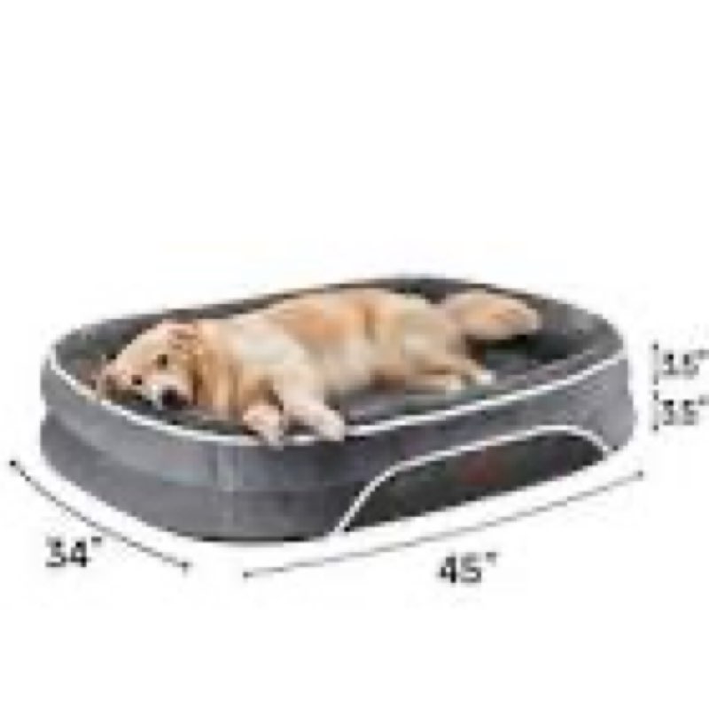 ophanie gray luxury sofa-style pet orthopedic bed for large dogs – removable machine-washable plush cover, 4-sided bolster, non-slip bottom, size 45"x34"x7"