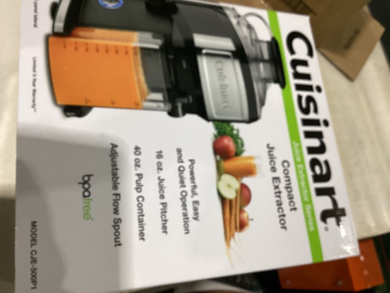 Condition photo showing As Is for cuisinart cje-500 compact juice extractor black, 11.5 x 11.8 x 14.2 inch