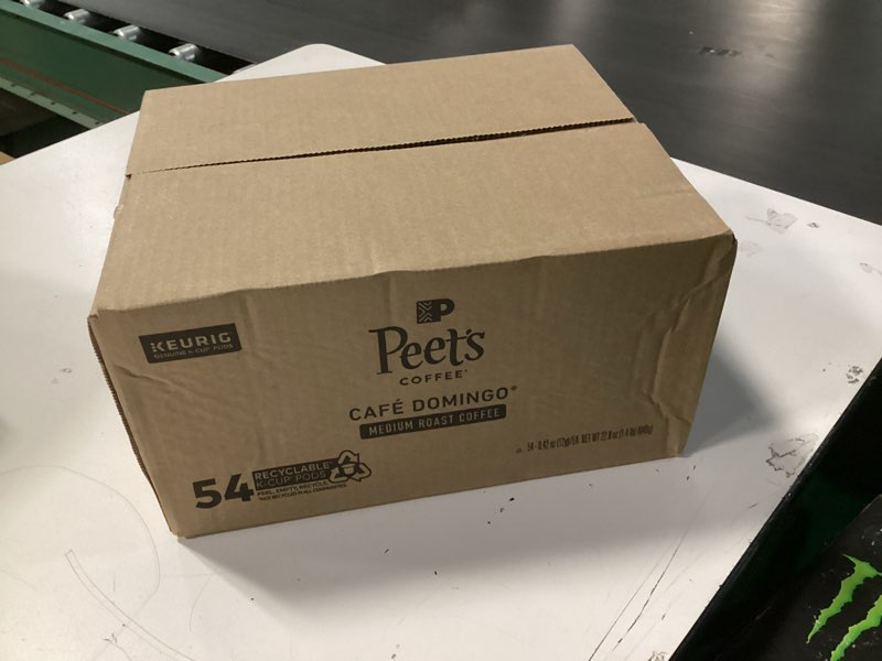 Condition photo showing New/Like New for Peet's Coffee, Medium Roast Keurig K-Cup Pods, 100% Arabica Coffee - Café Domingo 54 Count (1 Box of 54 Pods) Café Domingo 54 Count (Pack of 1)