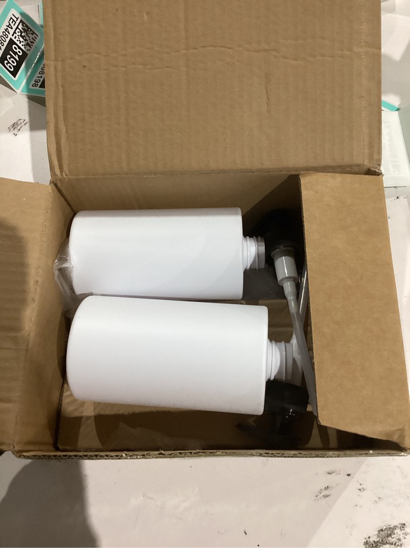 Condition photo showing Good Condition for Modern Luxe White Kitchen Soap Dispenser Set with Tray, Lotion Dishwashing Liquid Detergent Hand and Dish Soap Dispenser Set, Dual Refillable Pump Bottles for Kitchen and Bathroom Countertop Farmhouse Minimalist White