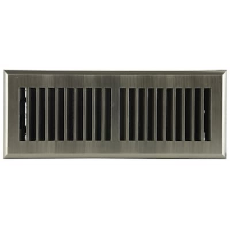 Accord 4-in x 10-in Maximum airflow Steel Nickel Brooklyn Design Floor Register