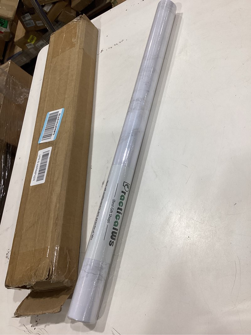 Condition photo showing Good Condition for practicalws marble wallpaper granite white and grey paper roll 23.6" x 118" kitchen countertop cabinet furniture is renovated thick pvc easy to remove without leaving glue upgrade 23.6" x 118" gray/white