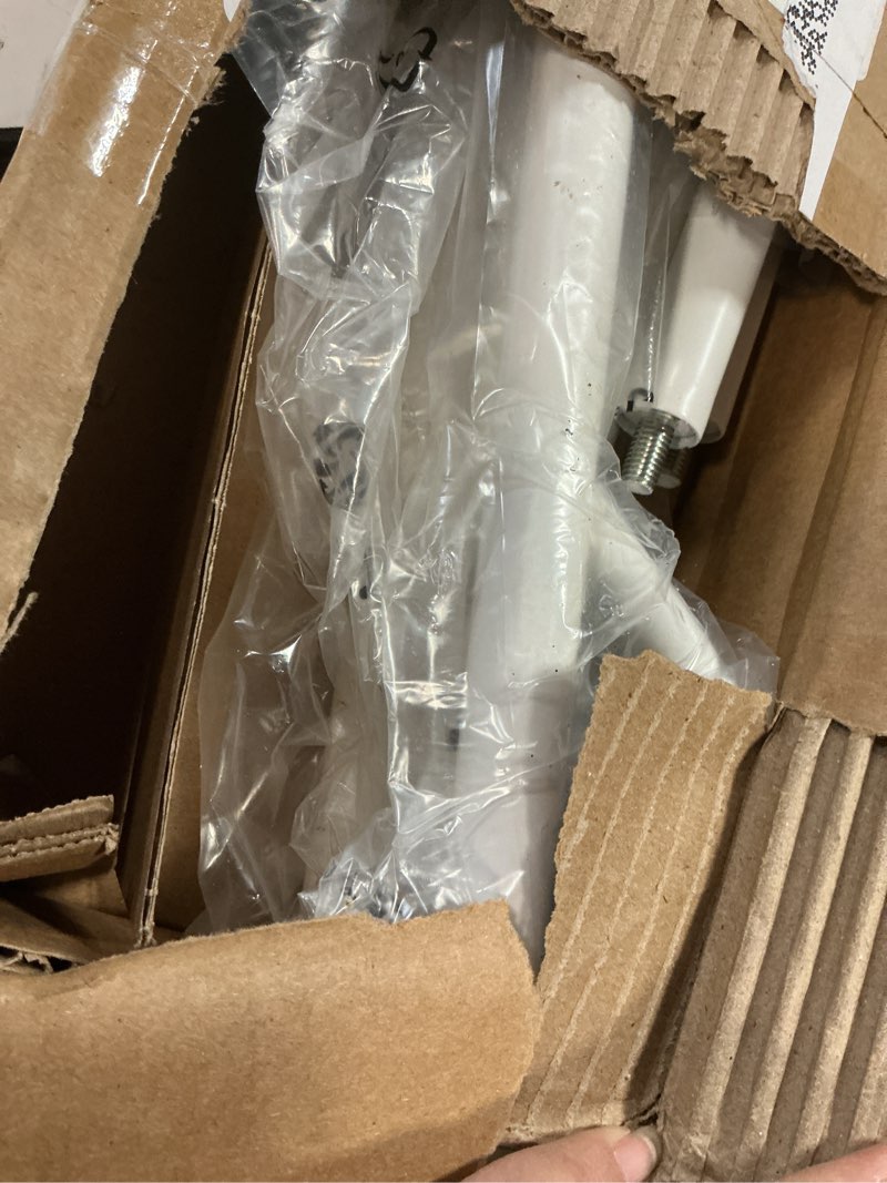 Condition photo showing As Is for 66.5" White Heavy Duty Iron Coat Rack Free Standing, Sturdy Entryway Hall Tree with 9 Hooks & Shelves, Modern Standing Coat Rack for Hats Scarves Jackets, Easy Assembly Metal Clothes Rack