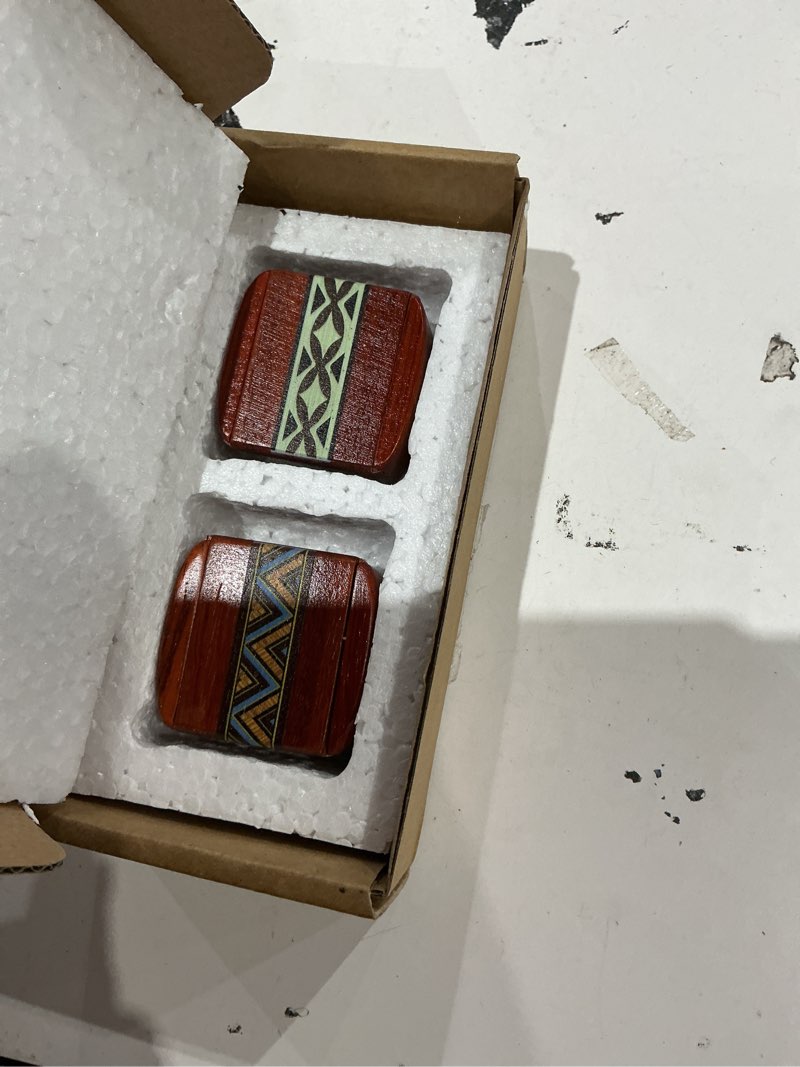 Condition photo showing Good Condition for 2 pcs small wood box pill organizer travel container decorative keepsake case cute hidden safe storage solution for jewelry medication daily use natural hardwood mini decorative box