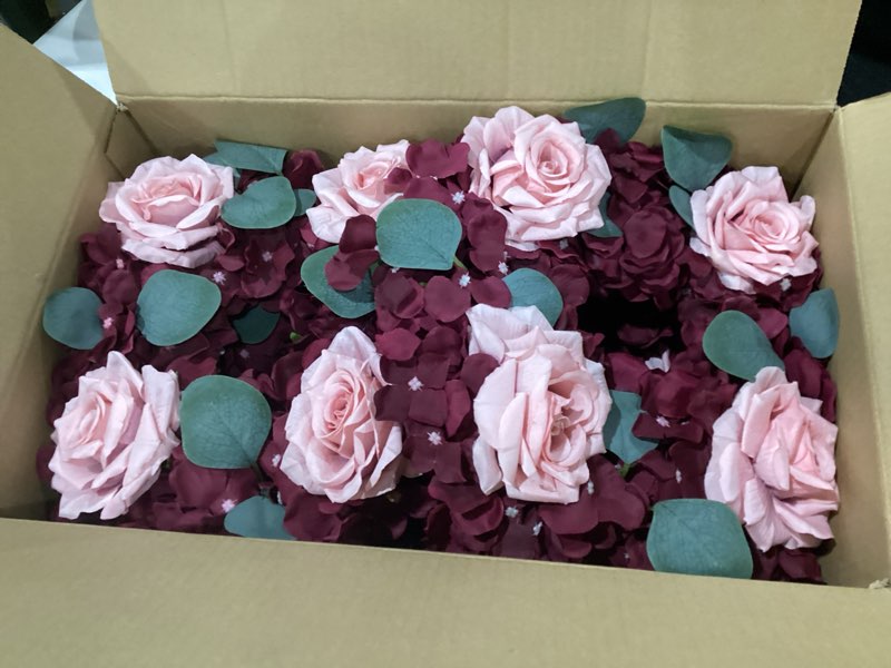 Condition photo showing Good Condition for artificial flower candle rings - 6 inch inner rose floral wreaths for wedding bridal event table centerpieces backdrop decorations (burgundy & dusty pink, 6 x candle rings) burgundy & dusty pink 6 x floral wreaths