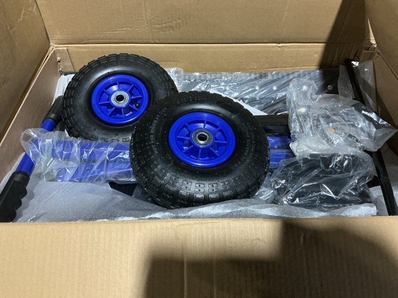Condition photo showing Good Condition for Snow Shovel with Wheels for Driveway, 29" W X 16.5" H Heavy Duty Double Rod Push Snow Plow Shovel, Angle & Height Adjustable Handle, Snow Removal for Driveway Sidewalk Yard, Blue & Black Blue & Black 29" W ×16" H