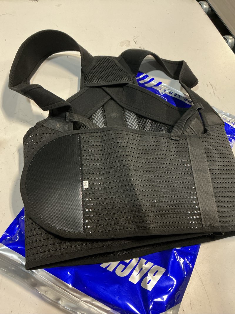 Condition photo showing New/Like New for medium posture corrector for women & men, back brace advanced full back support for upper & lower back pain relief, spine, neck, and hump, x-style medical-grade lumbar support system with adjustable shoulder straightener and breathable design for long sitting and exercise black medium (waist 35\"-39\")