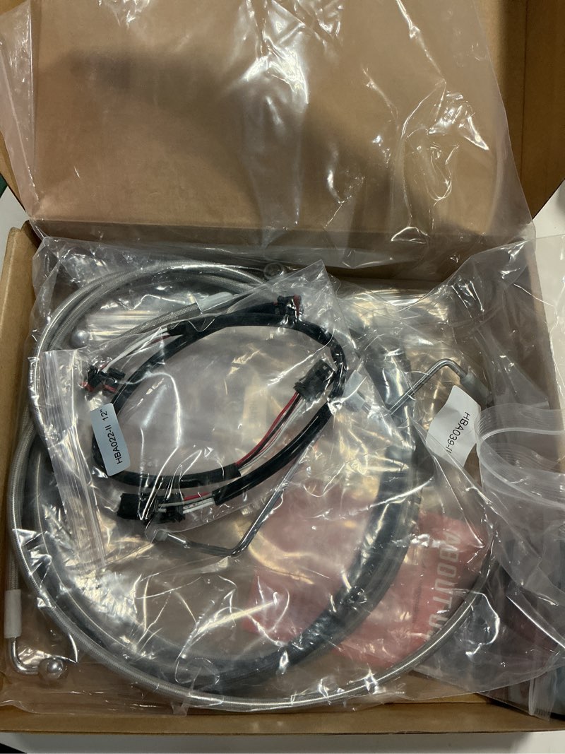 Condition photo showing New/Like New for 16" extended handlebar cable set no abs for 2014-2016 road king/electra glide/street glide/road glide models brake line hydraulic clutch cable extension, chrome