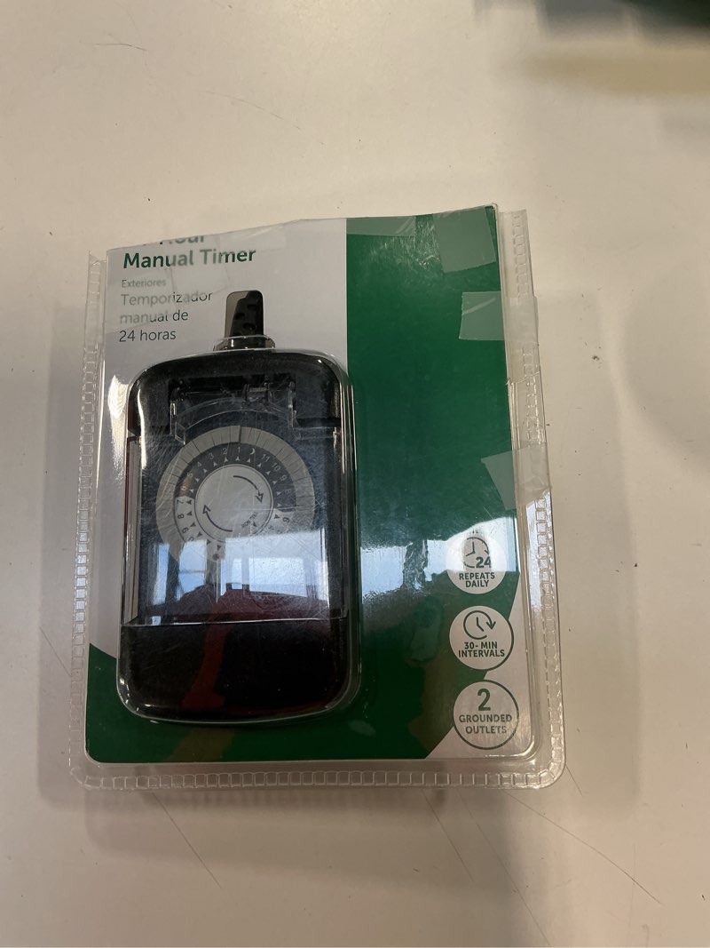 Condition photo showing As Is for Utilitech Outdoor 24 Hour Manual Timer Two Grounded Outlets Up To 48 Times / 24H