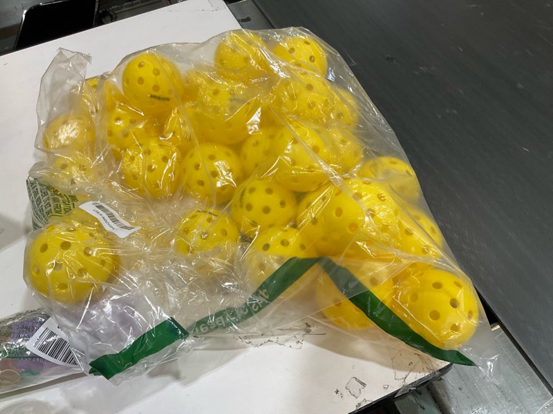 Condition photo showing As Is for navona 48 pack premium 40-holes outdoor pickleball balls, meet usapa official requirement, perfectly balanced, high bounce true flight, durable outdoor pickleball set pickleballs-y-48 pack