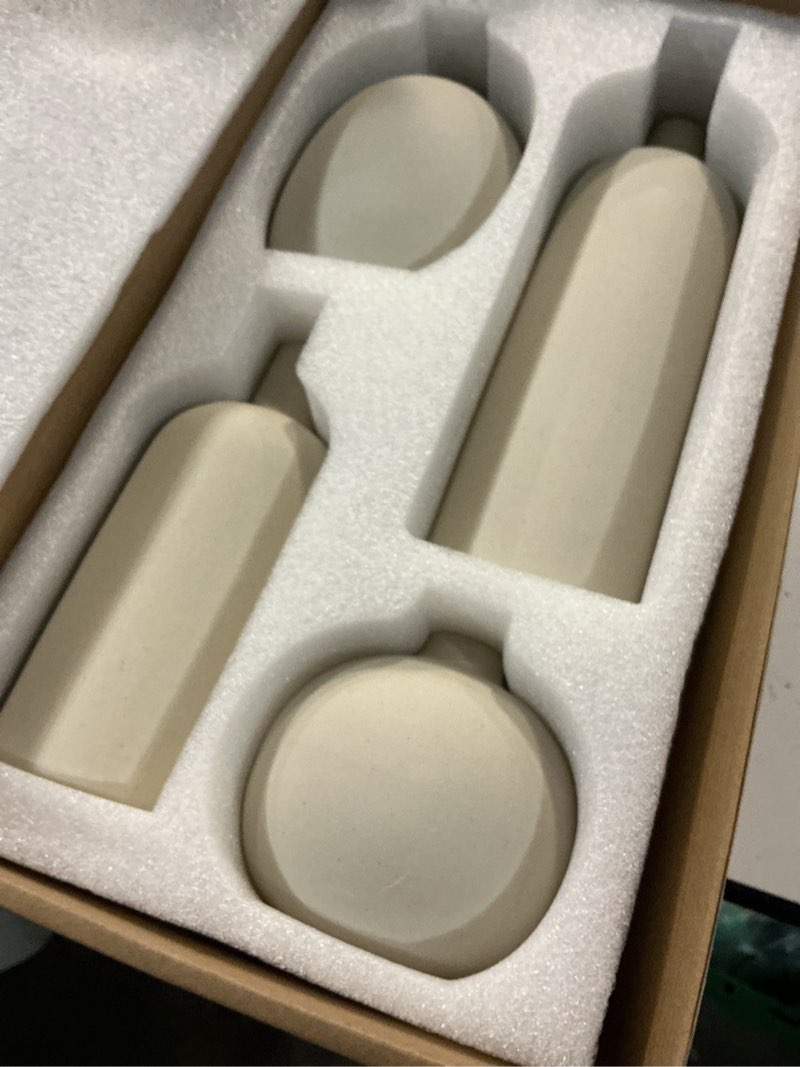 Condition photo showing New/Like New for modern ceramic vase set, neutral colors, decorative vases for home decor, 4 piece collection (beige)