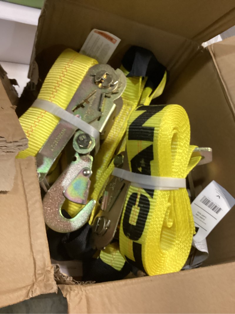 Condition photo showing New/Like New for vulcan 8-point roll back vehicle tie down kit with snap hooks on both ends - set of 4 - classic yellow