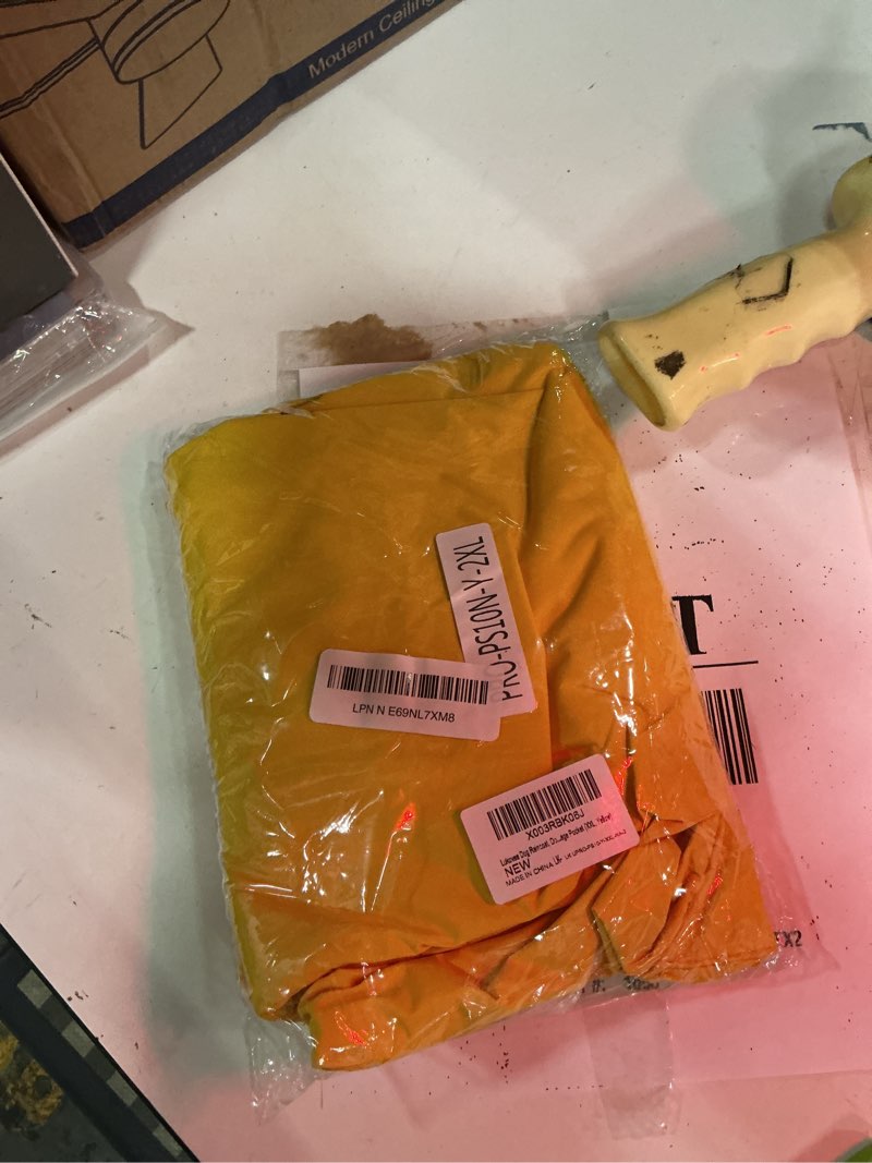 Condition photo showing New/Like New for lukovee dog raincoat, adjustable dog rain jacket with clear hooded double layer for large medium small dogs puppies, waterproof rain coat poncho with reflective storage pocket & rim (yellow, xxl) 2x-large a-yelllow