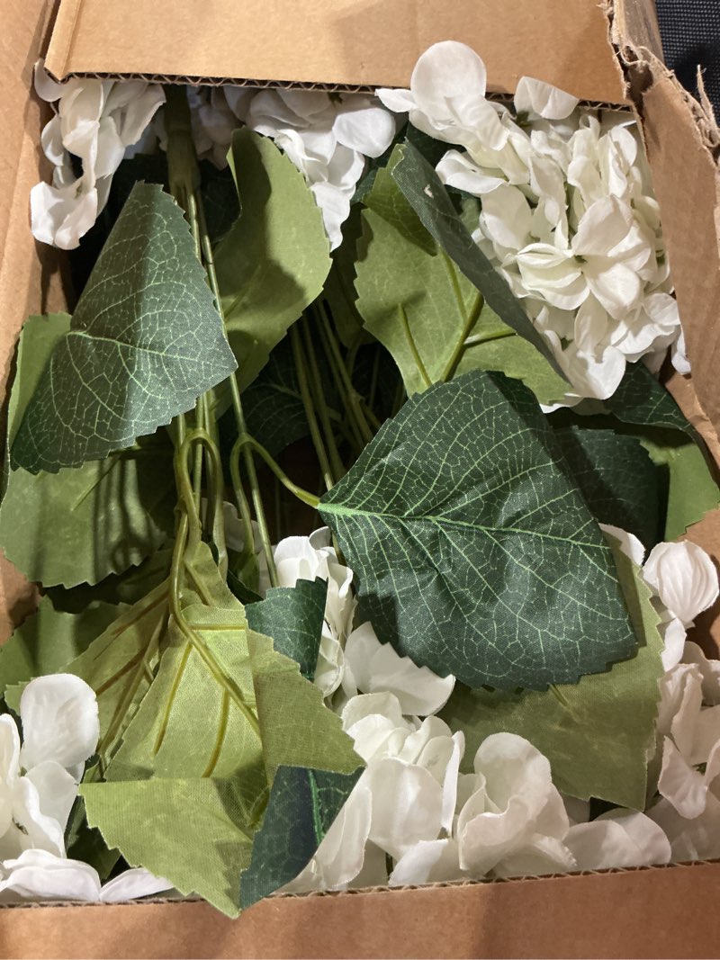 Condition photo showing Good Condition for daynight 4 pcs hydrangea artificial flowers outdoor silk bouquets, uv resistant faux hydrangeas flowers for table vase centerpieces outside party wedding baby shower home outdoor decor (4, white) white 4
