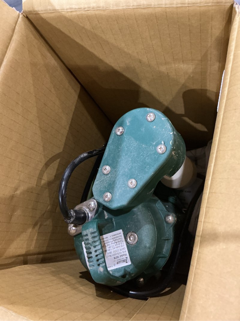 Condition photo showing As Is for zoeller 1/2 hp 3600 gph cast iron vertical float switch ac submersible sump pump