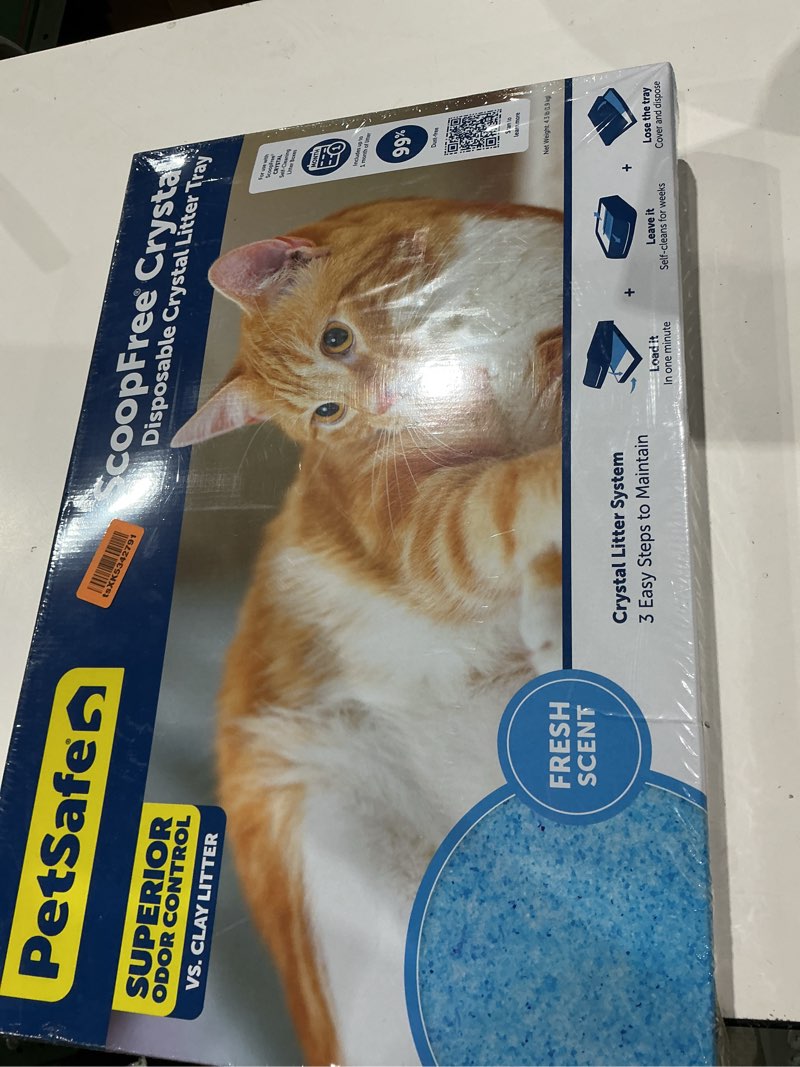 Condition photo showing Good Condition for petsafe scoopfree crystal cat litter & refill tray, fresh scent, 4.3 lb bag with tray 1-pack premium blue
