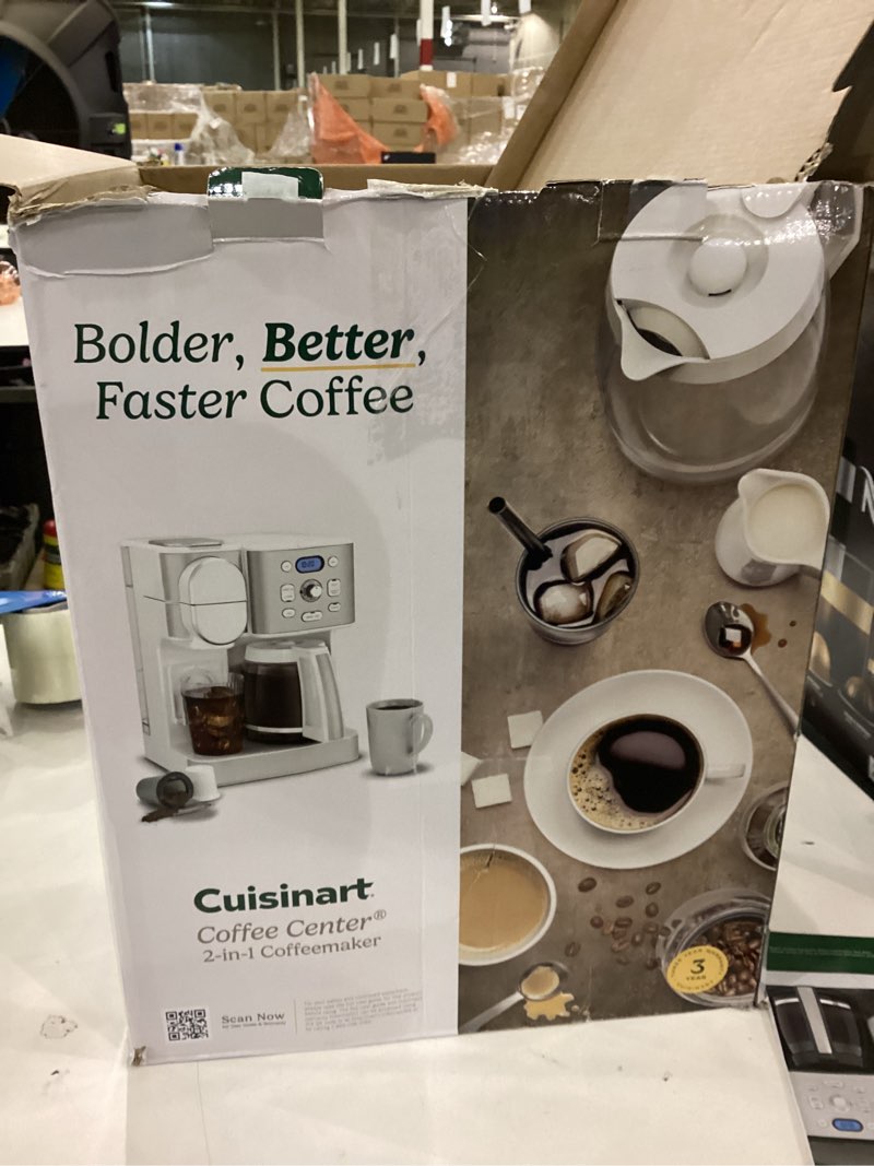 Condition photo showing As Is for Cuisinart 12-Cup Coffee Maker, Single-Serve Brewer Glass Carafe, Automatic Hot & Iced Coffee Machine, Brew Strength Control and Brew Pause, SS-16W, White