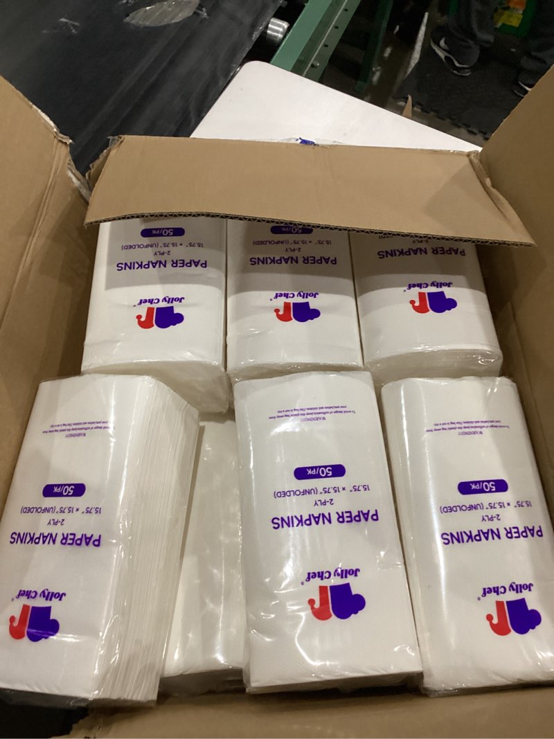 Condition photo showing New/Like New for JOLLY CHEF 600 Pack Disposable Paper Napkins, Soft Bathroom Napkins for Guests, 2-Ply White Paper Hand Towels for Halloween, Wedding, Thanksgiving 600-WHITE
