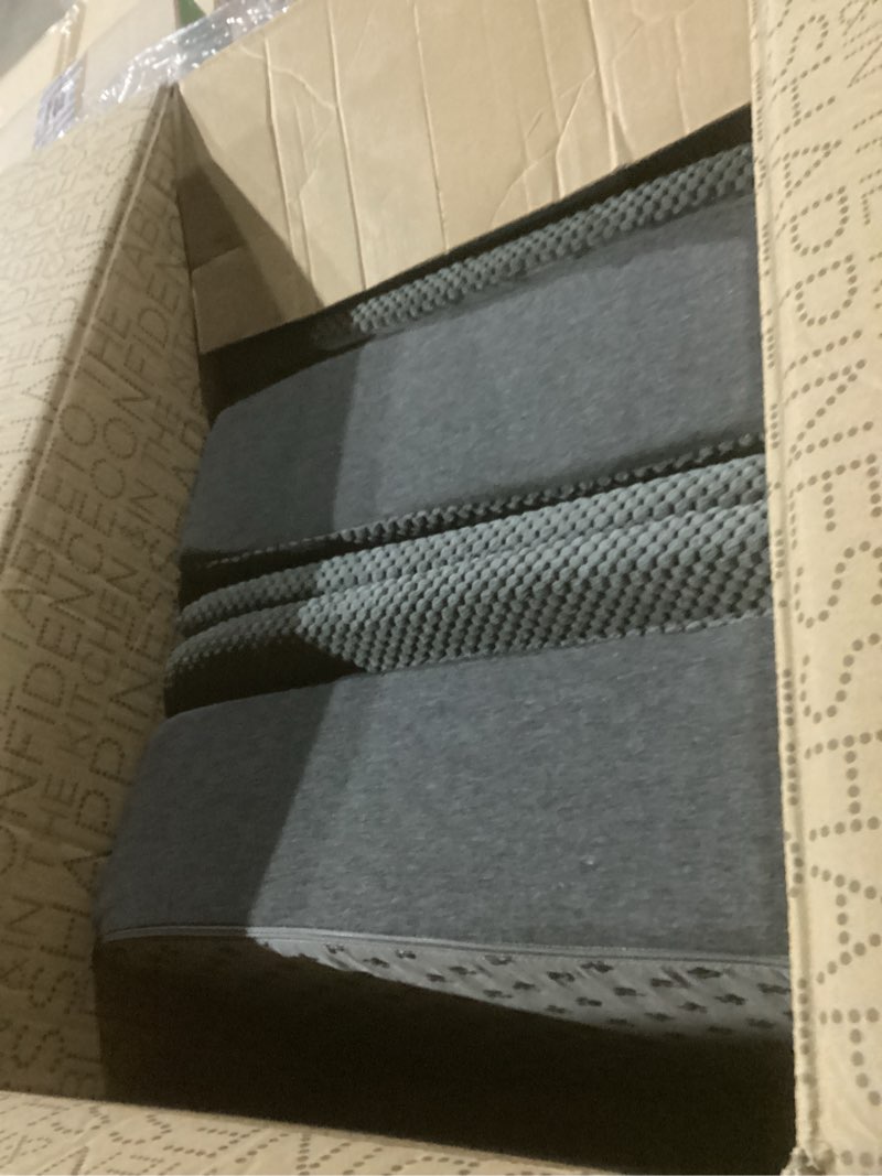 Condition photo showing Good Condition for upgrade non-slip dog ramps/stairs for staircase, foam dog ramps for stairs inside house, foam pet ramps for small dogs, stair ramp for injured dogs cats with self-sticky pads to fix, 6 pack