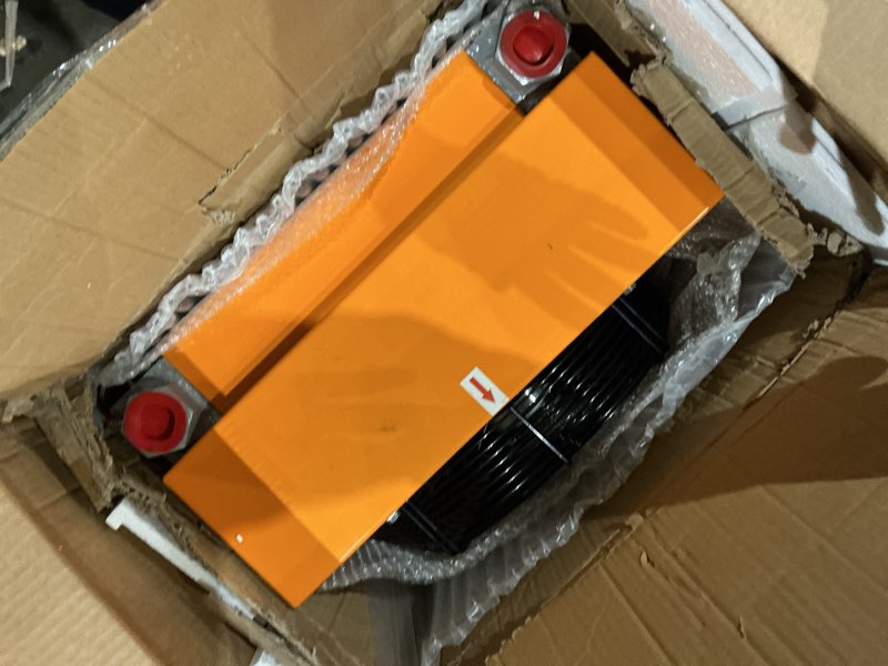 Condition photo showing As Is for ah1490t-ca dc12v air-cooled hydraulic oil cooler radiator up to 250l/min oil flow, 24000 kcal/h cooling capacity, 120w 2mpa, ah1490t visit the arbdicco store