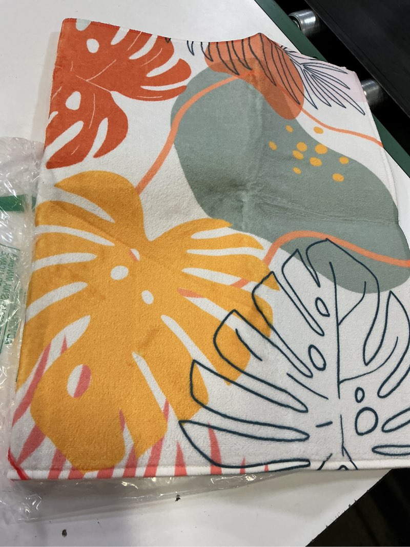 Condition photo showing Good Condition for abstract tropical bath rug colorful monstera palm leaves bath mat summer non slip absorbent shower mat modern art bathroom carpet for tub bathroom entryway 20x32 inch b-tropical colorful