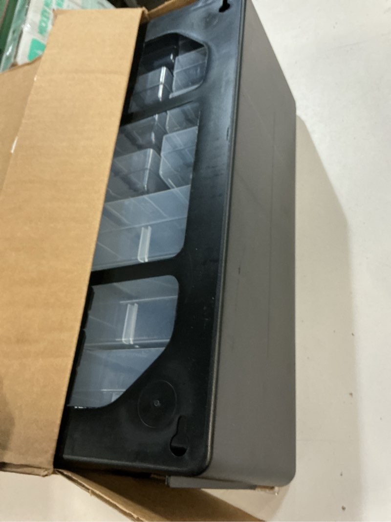 Condition photo showing Good Condition for Akro-Mils 44-Drawer Plastic Drawer Storage Cabinet for Garage Organization, Bead Organizer, Building Bricks Storage, Teacher Toolbox, Makeup Organizer, 20" W x 6" D x 16" H, 10144 Black Black 44 Drawer 1 pack