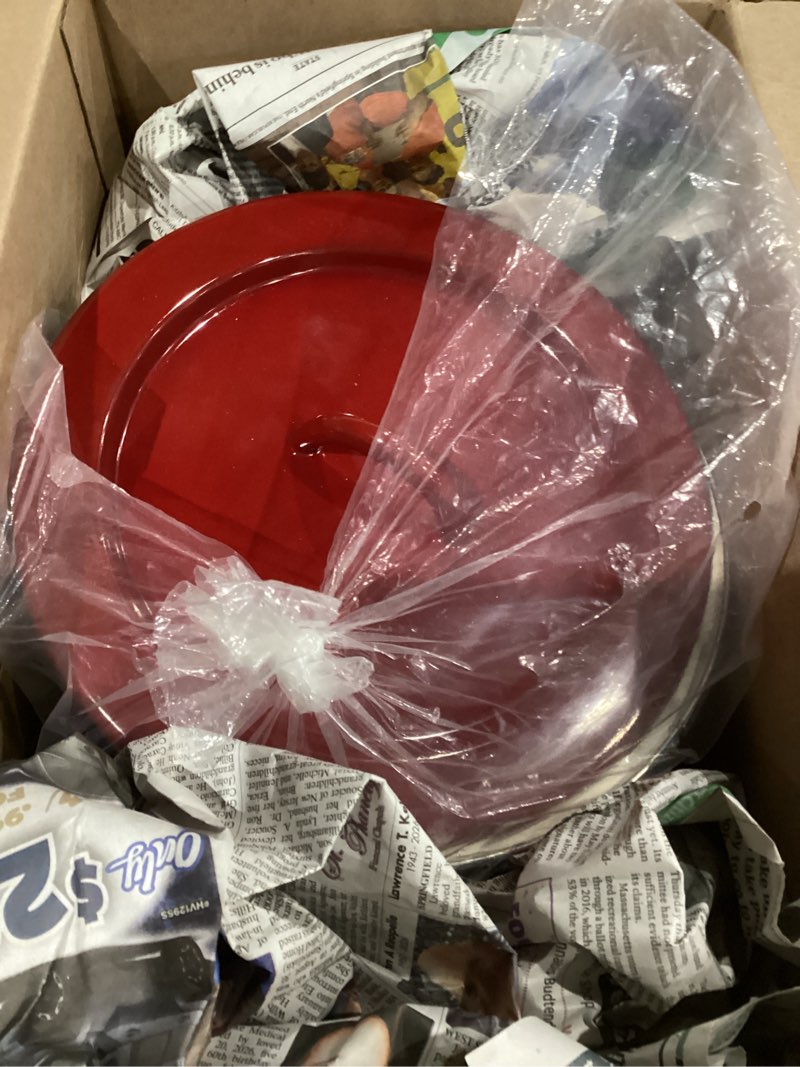 Condition photo showing As Is for Rachael Ray Create Delicious Stock Pot/Stockpot with Lid - 12 Quart, Red Red Shimmer