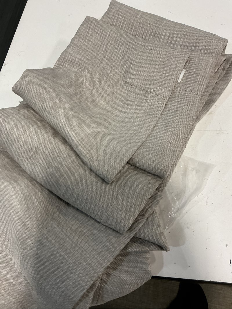 Condition photo showing Good Condition for 1 panel,NICETOWN Faux Linen Room Darkening Curtains 96 inches Long, Rod Pocket/Back Tab/Hook Belt Room Darkening Window Treatments Thermal Curtains for Living Room/Bedroom, W50 x L96, 1 Panel Angora 50\\\\\\\"W x 96\\\\\\\"L (Pack of 1)